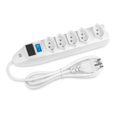 Filtro de Linha Branco com 5 Tomadas e 1,2m de Cabo