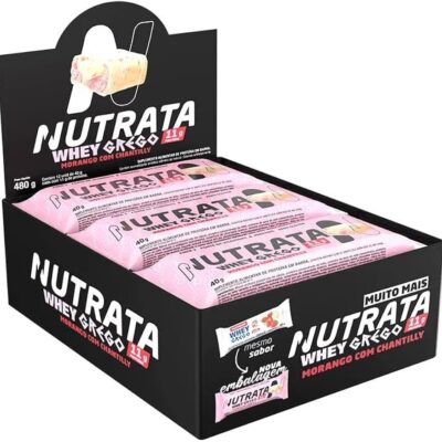 Whey Grego de Morango com Chantilly - Caixa com 12 Unidades 480g